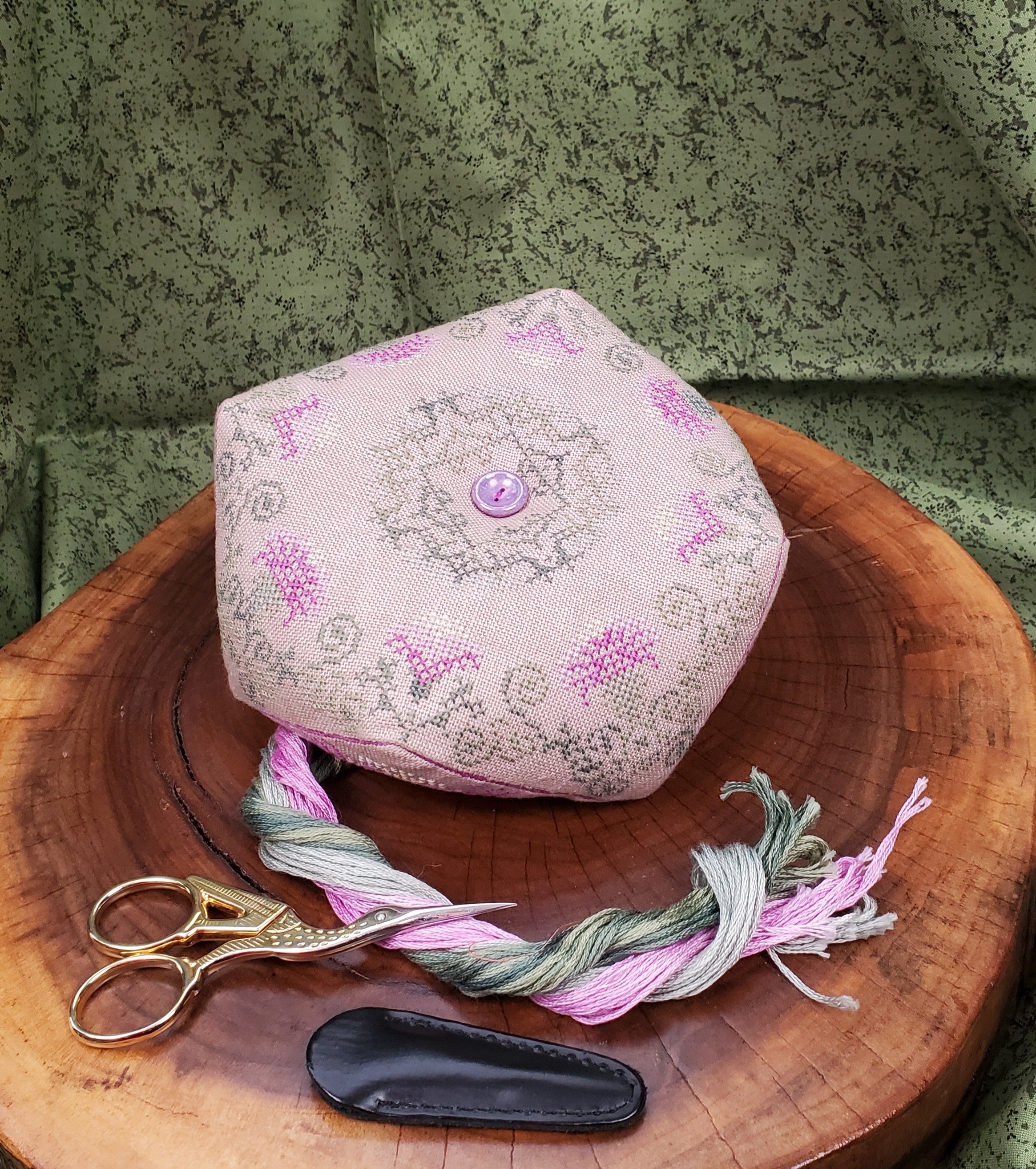Thistle Biscornu by Wildflower Stitching