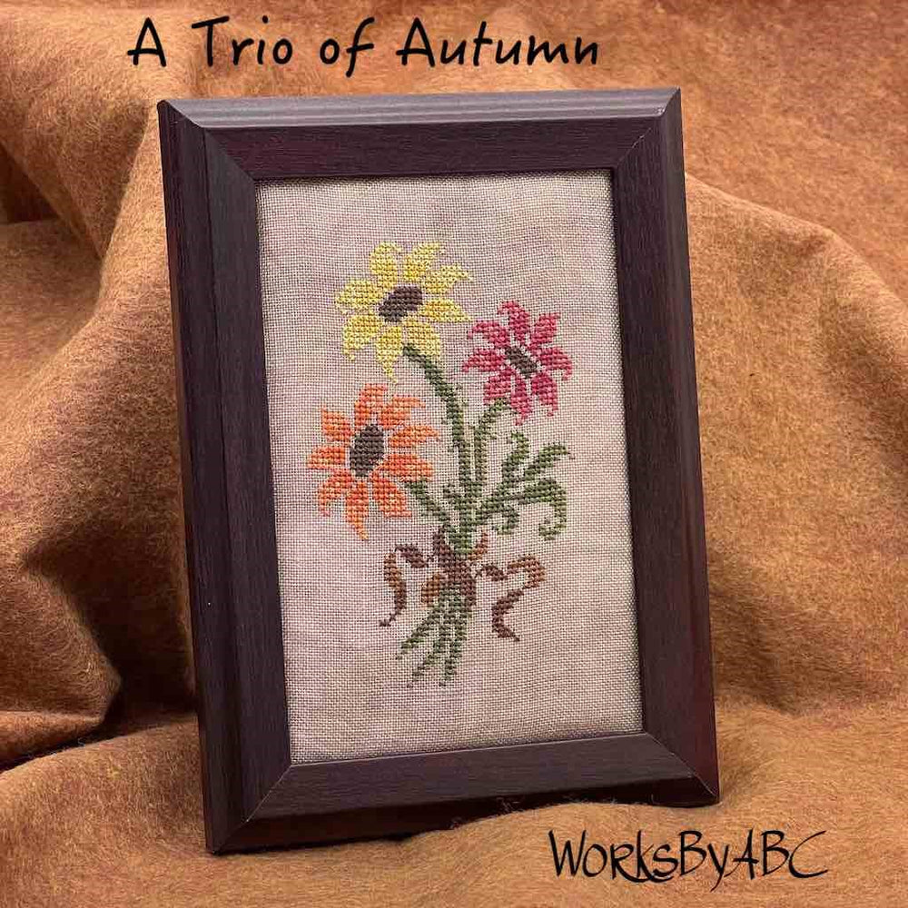 A Trio of Autumn Flowers by WorksbyABC for 2023 Needlework Marketplace