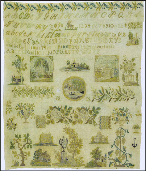 Weeping Willow & Rose Sampler by 1884 Stitchery - Preorder