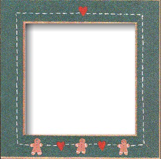 Mill Hill 6"x6" Painted Frame Matte Green Gingerbread Hearts