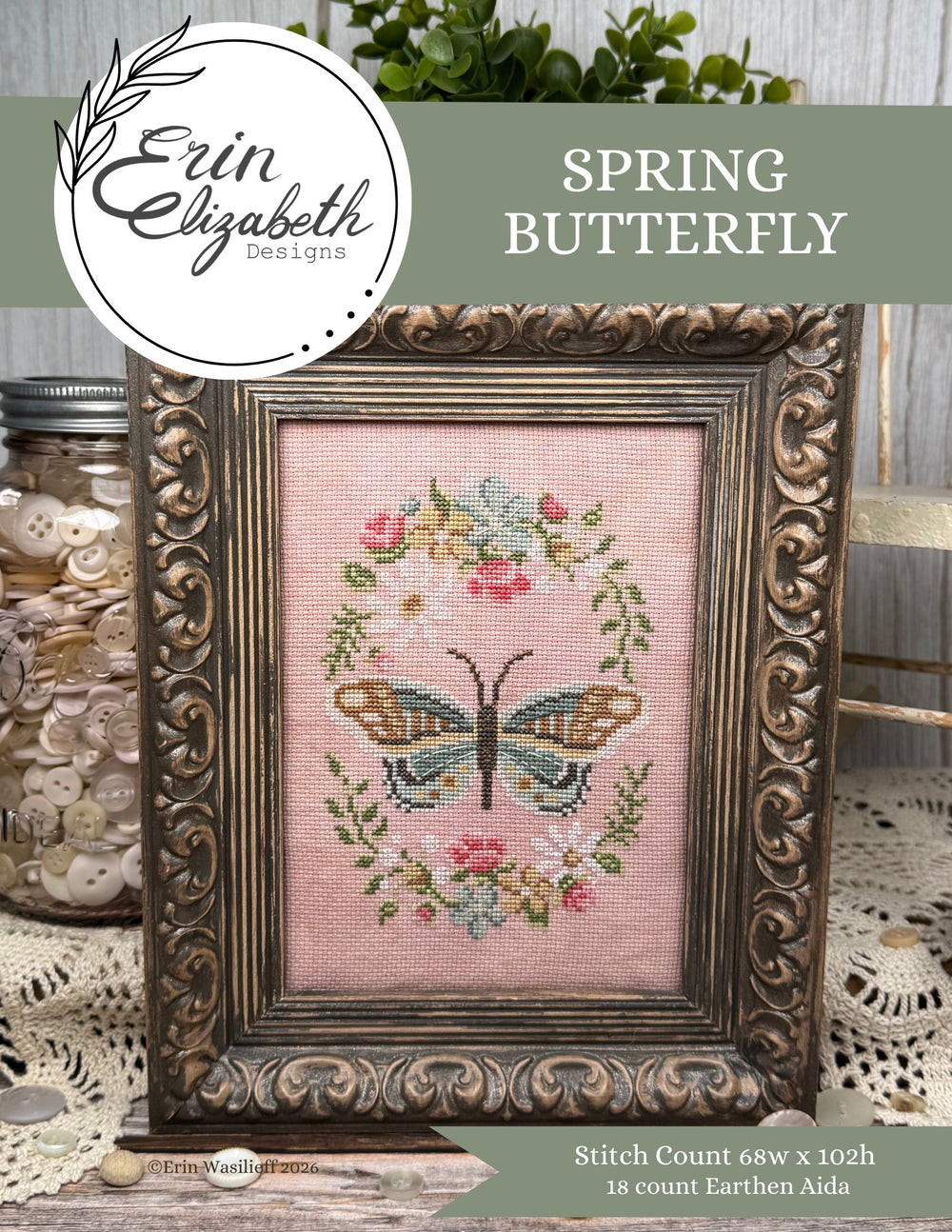 Spring Butterfly - Erin Elizabeth Designs - Preorder - BeStitchMe
