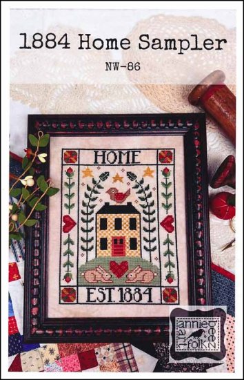 1884 Home Sampler by Annie Beez Folk Art
