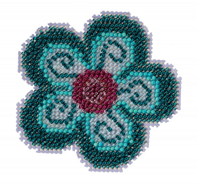 Aqua Flower Beaded Cross Stitch Kit by Mill Hill