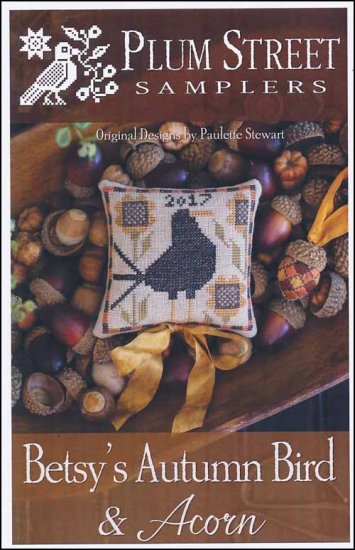 Betsy's Autumn Bird & Acorn by Plum Street Samplers