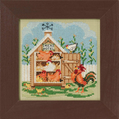 Chicks Hotel Beaded Cross Stitch Kit by Mill HIll