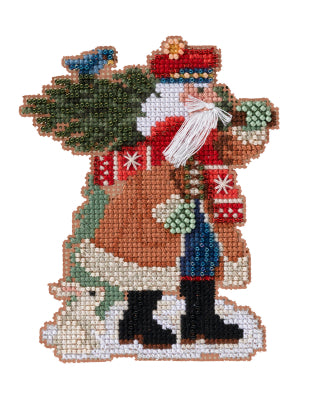 Douglas Fir Santa Beaded Cross Stitch Kit by Mill Hill