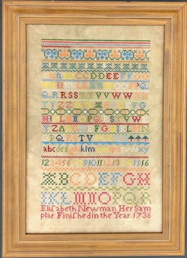 Elizabeth Newman 1736 by My Sister's Samplers