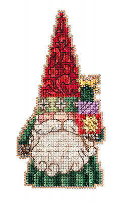 Gnome Holding Gifts Beaded Cross Stitch Kit by Mill Hill
