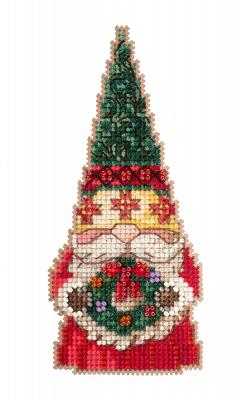 Gnome with Wreath Beaded Cross Stitch Kit by Mill Hill