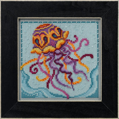 Jelly Fish Beaded Cross Stitch Kit by Mill Hill