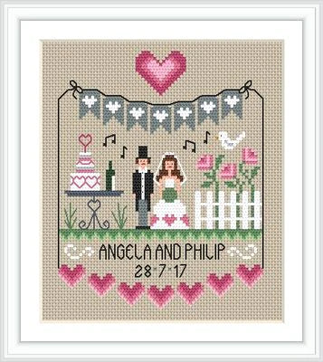 Pink Hearts Wedding Sampler by Little Dove Designs