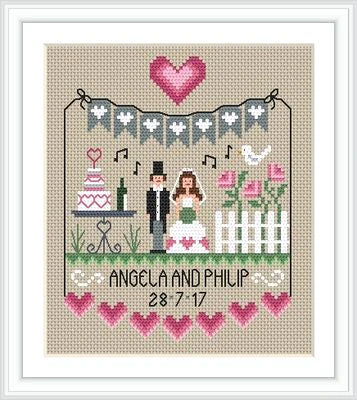 Pink Hearts Wedding Sampler by Little Dove Designs