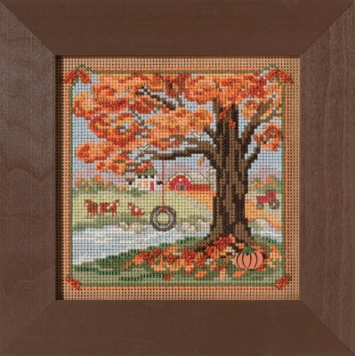 Autumn Swing (2021) Country Lane - Beaded Cross Stitch Kit Mill Hill