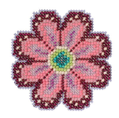 Pink Flower Beaded Cross Stitch Kit by Mill Hill