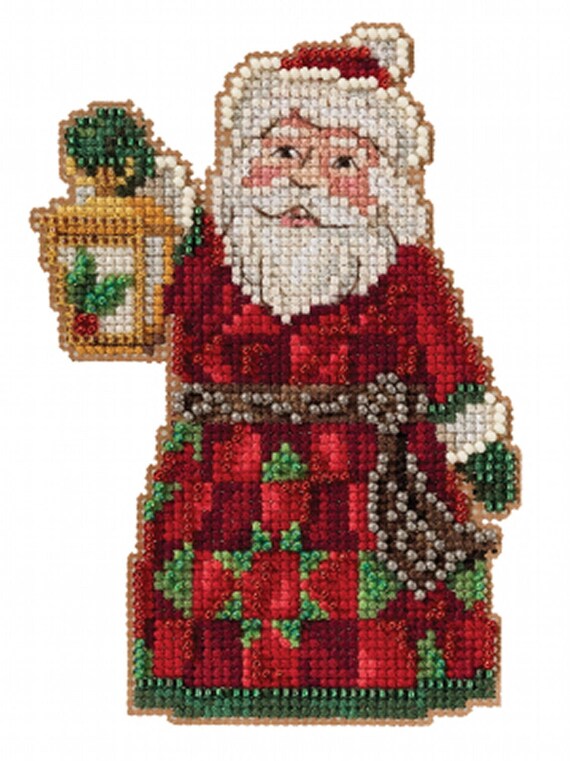 Santa With a Lantern  Beaded Cross Stitch Kit by Mill Hill
