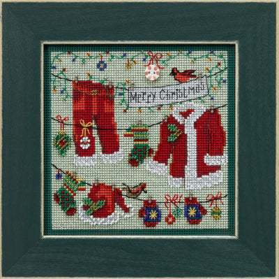 Santa's Clothesline Beaded Cross Stitch Kit by Mill Hill