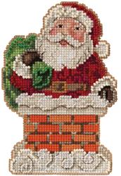 Santa in Chimney Beaded Cross Stitch Kit by Mill Hill