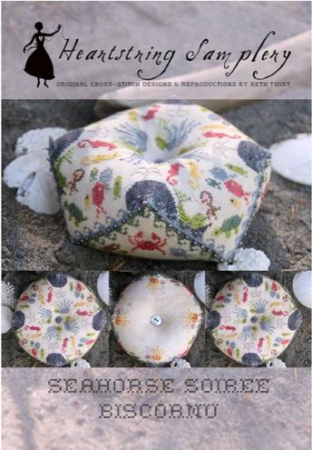 Seahorse Soiree Biscornu by Heartstring Samplery