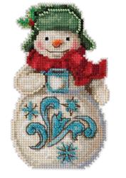 Snowman with Cocoa Beaded Cross Stitch Kit by Mill Hill